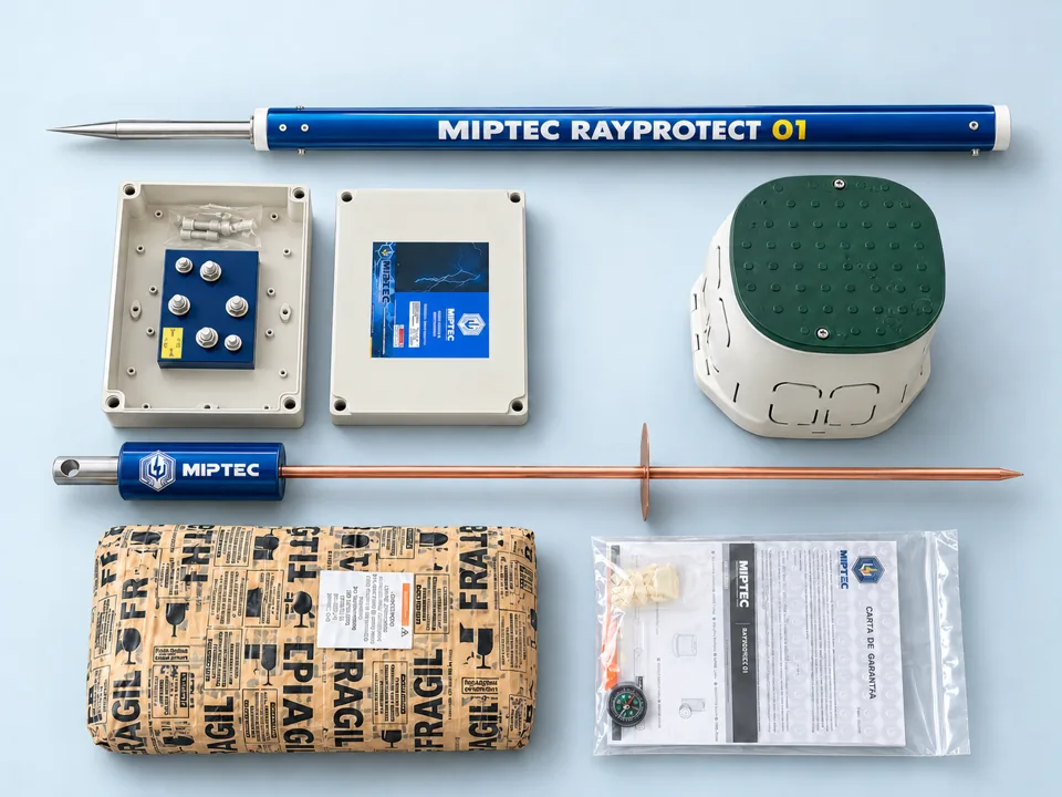 Kit MIPTEC RayProtect 01: punta, guía de onda, acoplador, electrodo con bobina LCR, registro, compuesto y carta de garantía